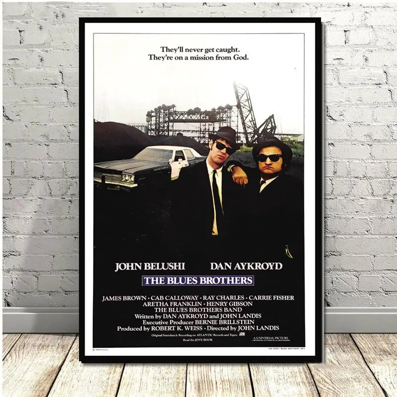 Vintage Blues Brothers Canvas Wall Art Classic Movie TV Show Poster Retro Print for Home Bedroom Living Room Decoration Peaceful Pleasures Health and Wellness 12 20x30cm Unframed