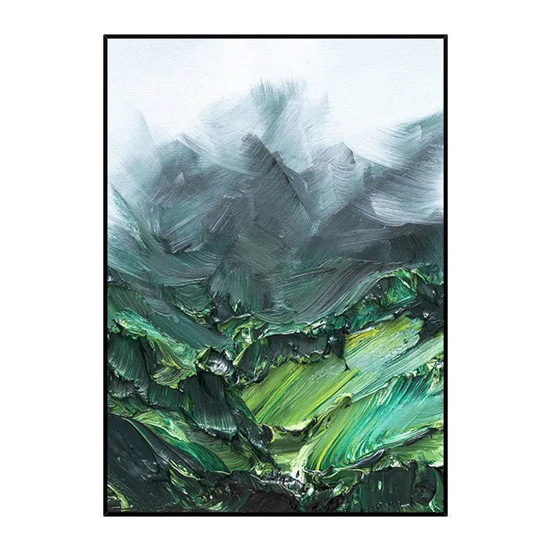 Abstract Canvas Acrylic Oil Painting Wall Art Mural Modern Creative Black White Gray Blue Brown Orange Green Golden Mountain Peaceful Pleasures Health and Wellness No Frame 9 180x250cm