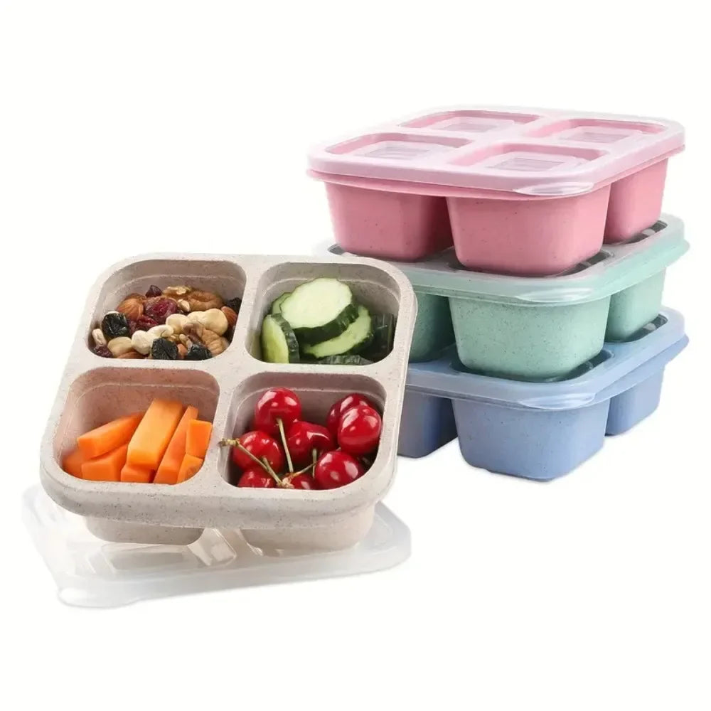 4-Grid Reusable Meal Prep Lunch Container – Kids & Adults