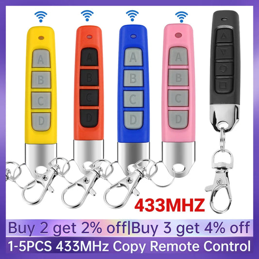 433MHz Remote Control Car Key Garage Door Opener Remote Control Duplicator Clone Cloning Code 4key Wireless Controller Receiver Peaceful Pleasures Health and Wellness