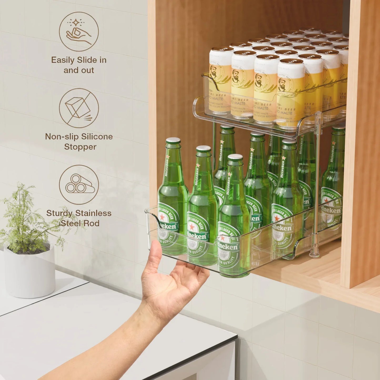 2-Tier Sliding Under Sink Organizer – Acrylic Cabinet Basket