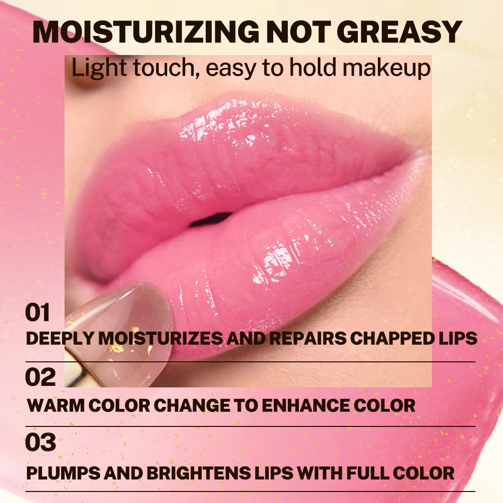 QIBEST Glitter Lipstick Transparent Lip Balm Warm Change Lipstick Moisturizing Pearlescent Temperature Changing Color Lip Stain Peaceful Pleasures Health and Wellness