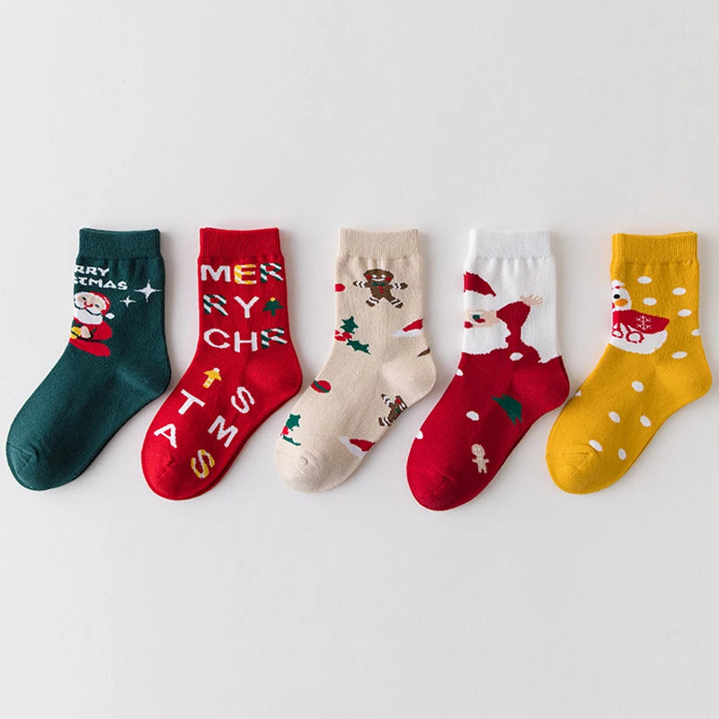 Kids Christmas Socks 5 Pairs | Cotton Santa Gift Ages 1–10