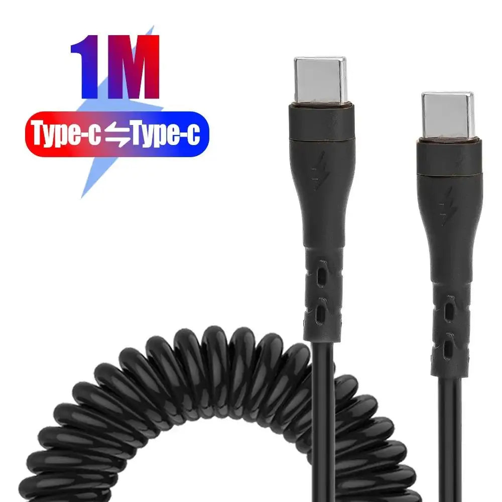 120W USB-C Coiled Car Charger Cable – PD Fast Charge