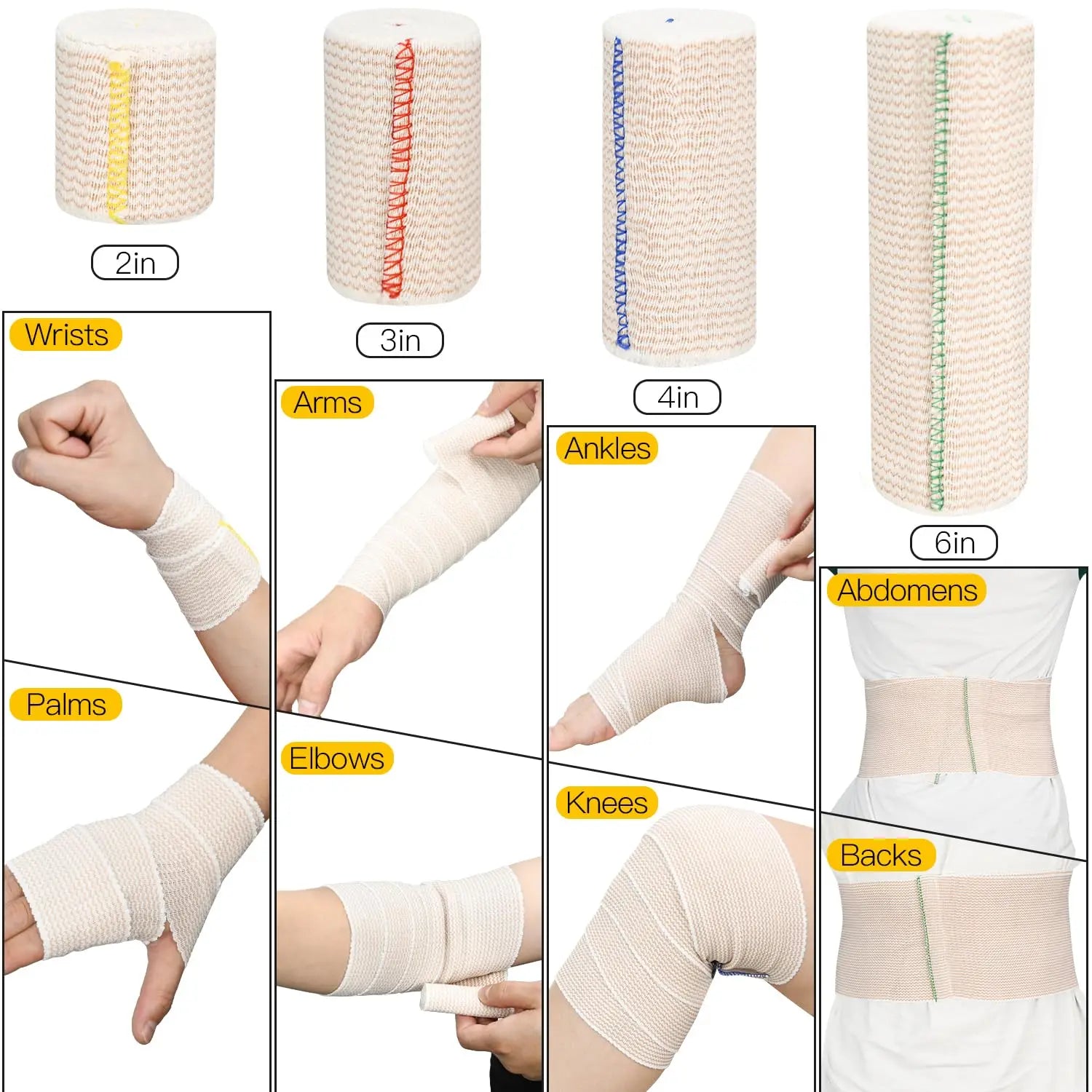 24 Rolls Self-Closure Elastic Bandage Wrap with Touch Closure, Latex-Free Compression Wrap for Legs Ankle Knee Wrist Arm Tummy Peaceful Pleasures Health and Wellness