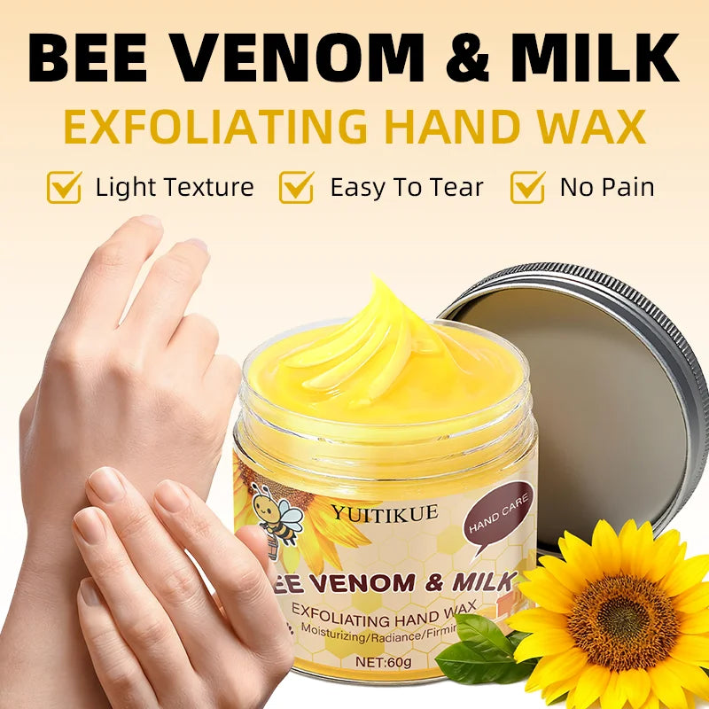 YUITIKUE Hand Wax 60g - Solve Dead/Rough/Dark Skin & Fine Lines, Moisturizing/Radiance/Firming, Bee Venom & Milk, Painless Peel Peaceful Pleasures Health and Wellness Default Title