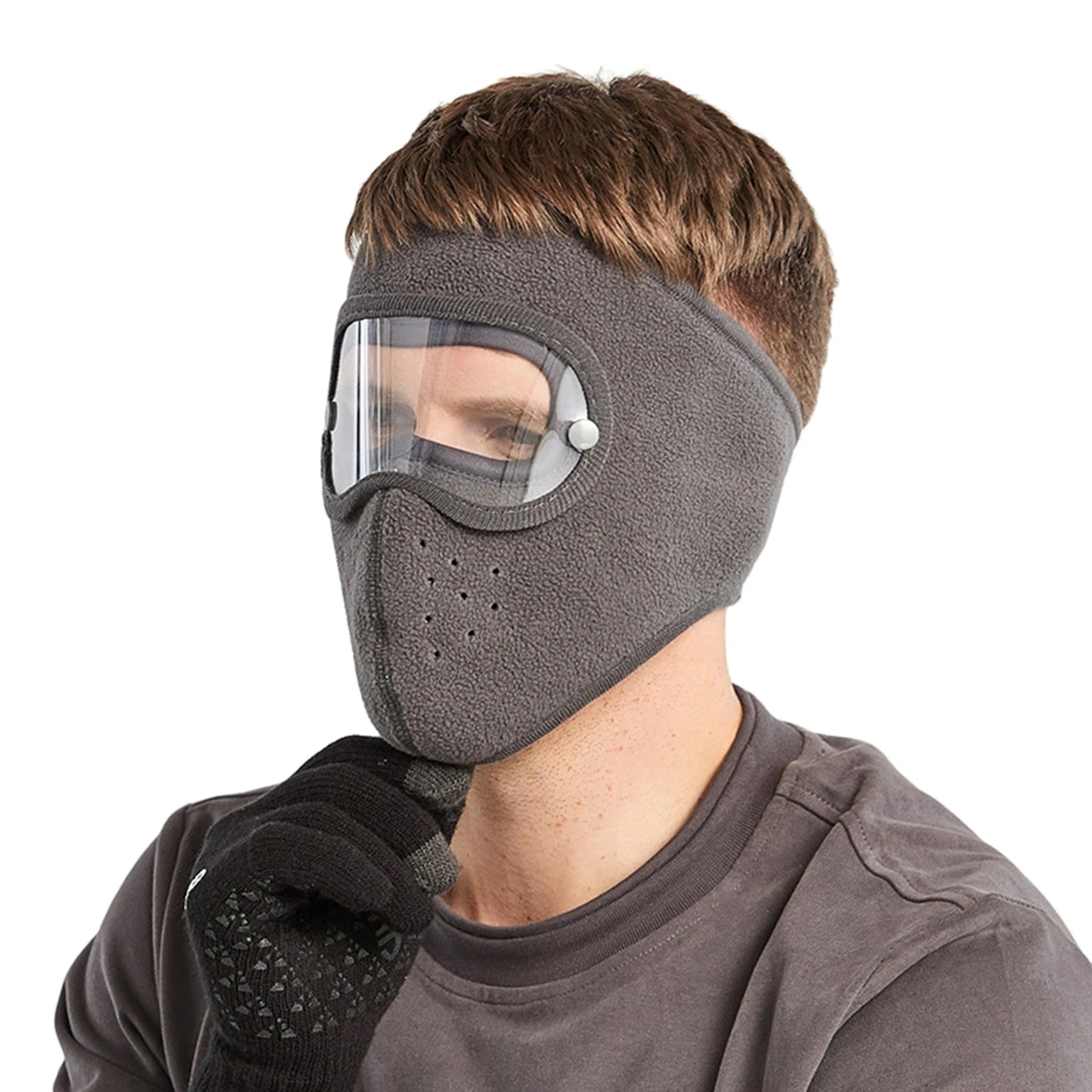 Facial Anti Fog Dust Proof Full Face Headgear Full Face Headgear with Removable Goggles Peaceful Pleasures Health and Wellness GRAY