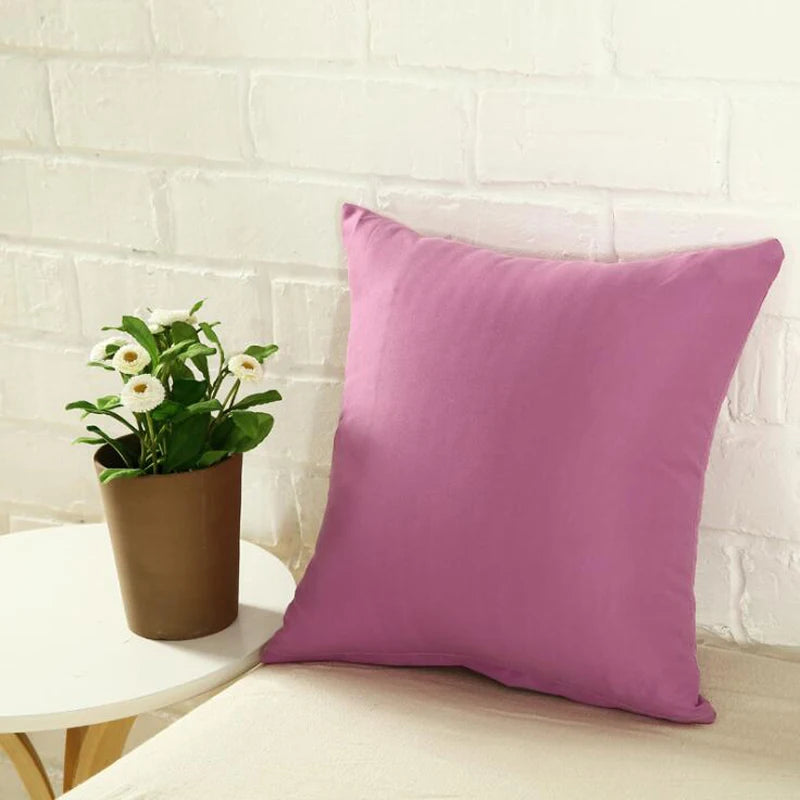 40*40cm Pillow Case Solid Color Sofa Cushion Backrest Pillowcase Family Living Room Cushion Waist Cushion Cover For Household Peaceful Pleasures Health and Wellness Purple 40x40cm