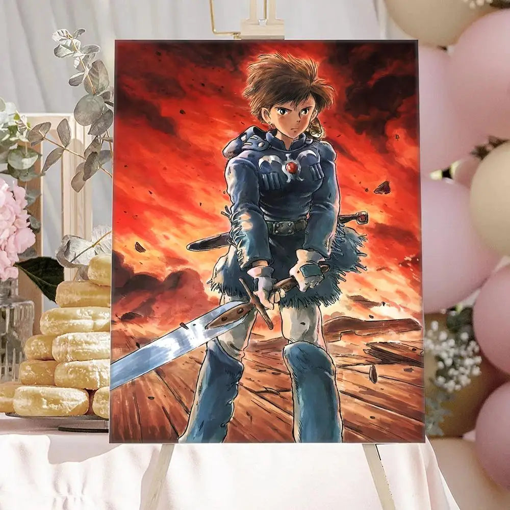 Nausicaä Valley of the Wind Anime Canvas Poster | Wall Art Anime Canvas Poster Peaceful Pleasures Health and Wellness Black8 30x40cm Unframed