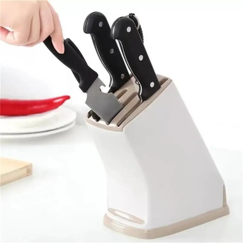 1pc MultiFunction Durable Kitchen Plastic Knife Stand Holder Storage Drainage Cutlery Rack Organizer Peaceful Pleasures Health and Wellness