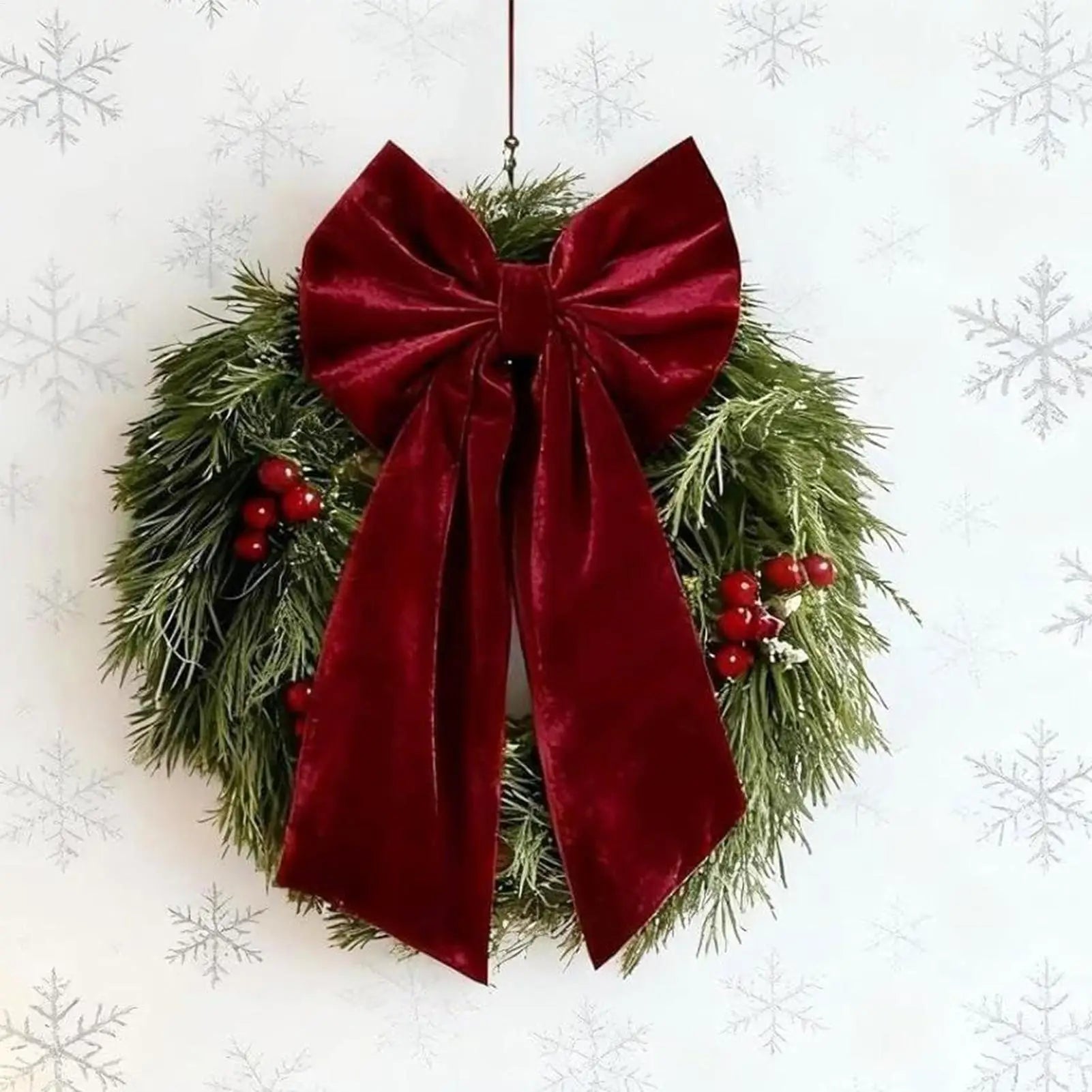 Large Red Velvet Christmas Bow Topper 36x18" | Tree & Mantel Christmas Bow Topper Peaceful Pleasures Health and Wellness