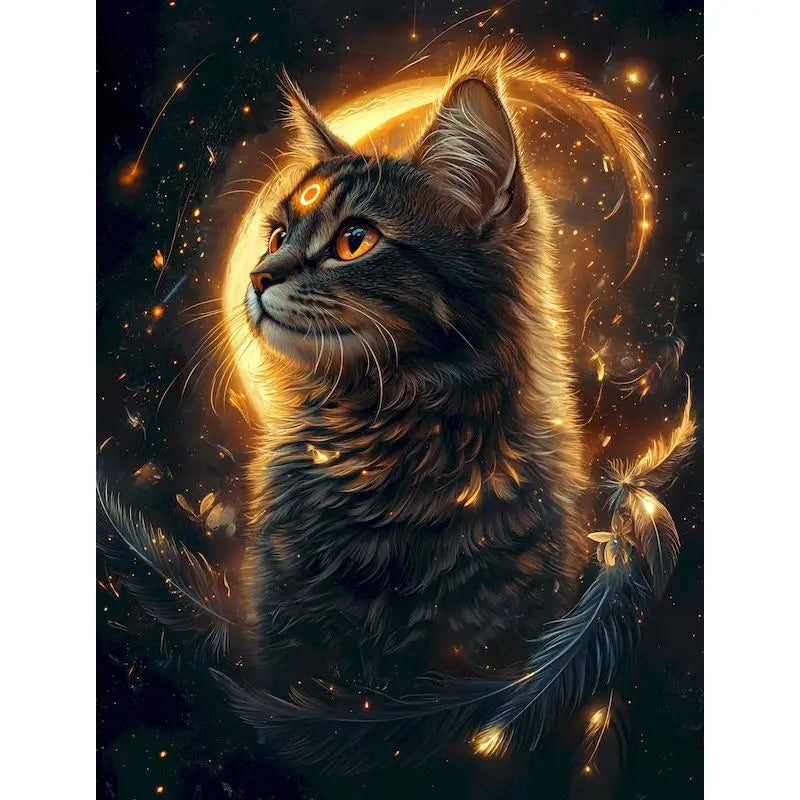 Black Cat Paint by Numbers Kit | DIY Canvas Wall Art 60x75cm