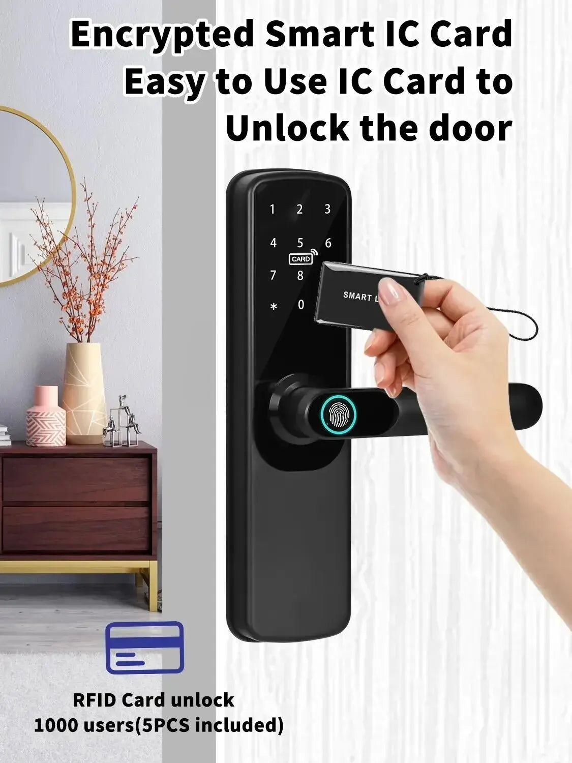 Electronic Smart Door Lock Tuya Wifi With Biometric Fingerprint / Smart Card / Password / Key Unlock/ USB Emergency Charge Peaceful Pleasures Health and Wellness