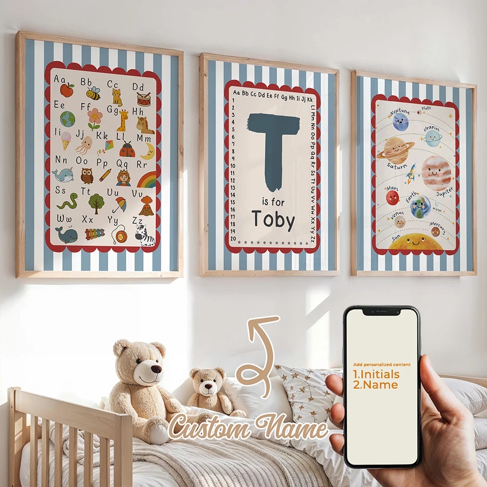 3-Piece Personalized Butterfly Canvas Wall Art | Kids Room Decor