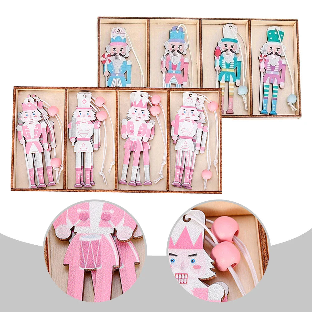 Wooden Nutcracker Christmas Ornaments | 8-Pack DIY Pendants
