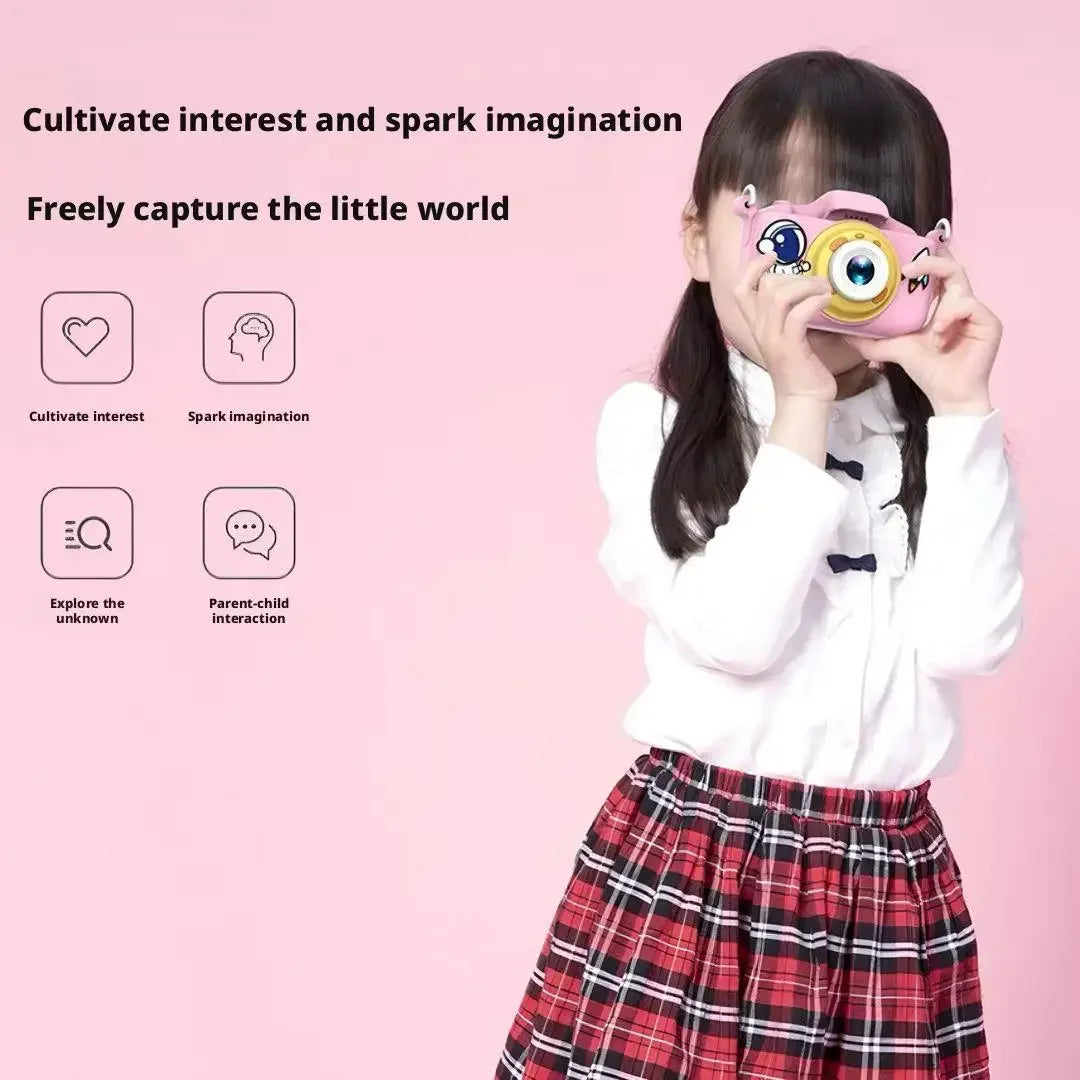 Mini Kids Dual Lens Camera Toy HD Photograph Video Digital Camcorder 128G Large Memory Exquisite Gift Box for Children Gift Peaceful Pleasures Health and Wellness