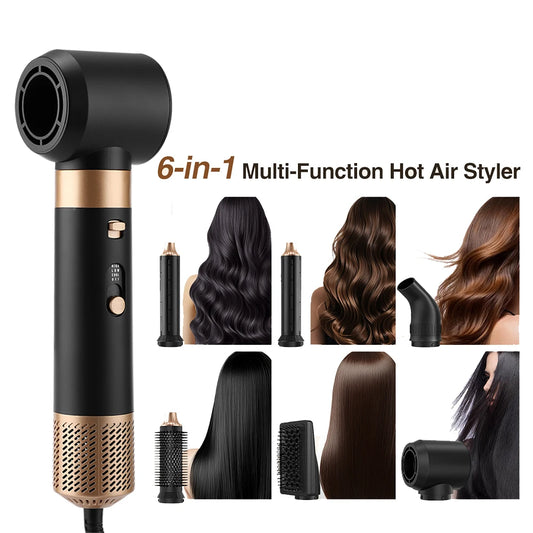 6 in 1 Hot Air Styler Curling Straightening Negative Ion One Step Hair Dryer Blow Dry Brush Set Volumizing for Salon Results Peaceful Pleasures Health and Wellness EU PLUG 220-240V