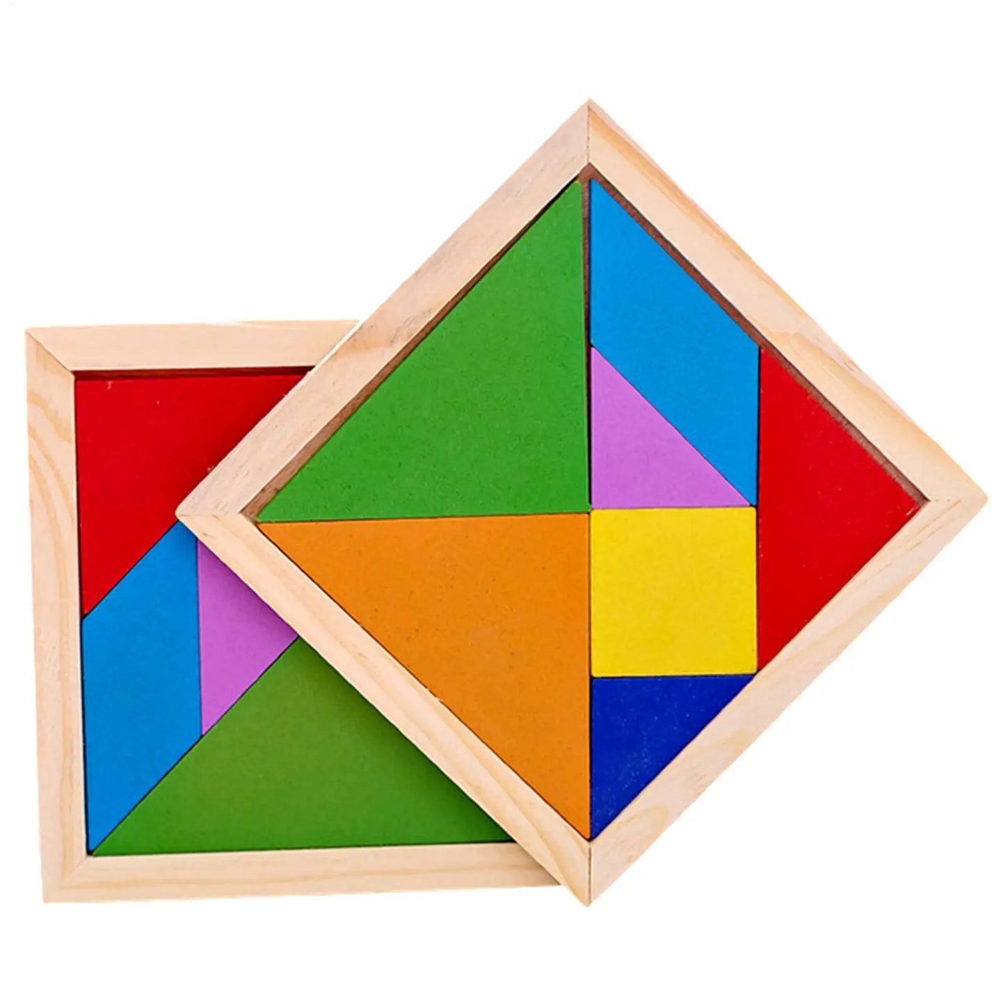 Wooden Tangram Puzzle Blocks | Montessori Toy for Kids Ages 3–12