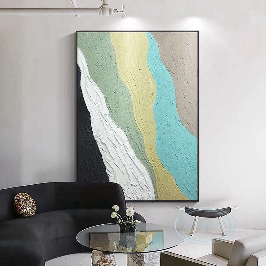 Colorful Textured Canvas Poster Abstract Wall Art Oil Painting Handmade Acrylic Mural Living Room Bedroom Aisle Decor Picture Peaceful Pleasures Health and Wellness