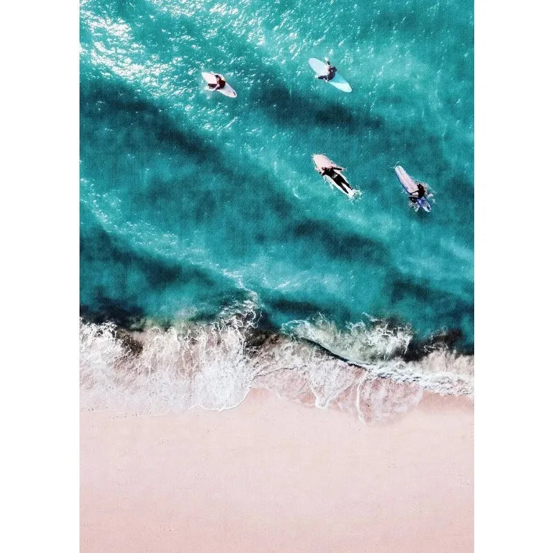 Summer Sunshine Beach Surf Palm Trees Sea View Poster Canvas Paintings Wall Art Pictures Home Decor Peaceful Pleasures Health and Wellness