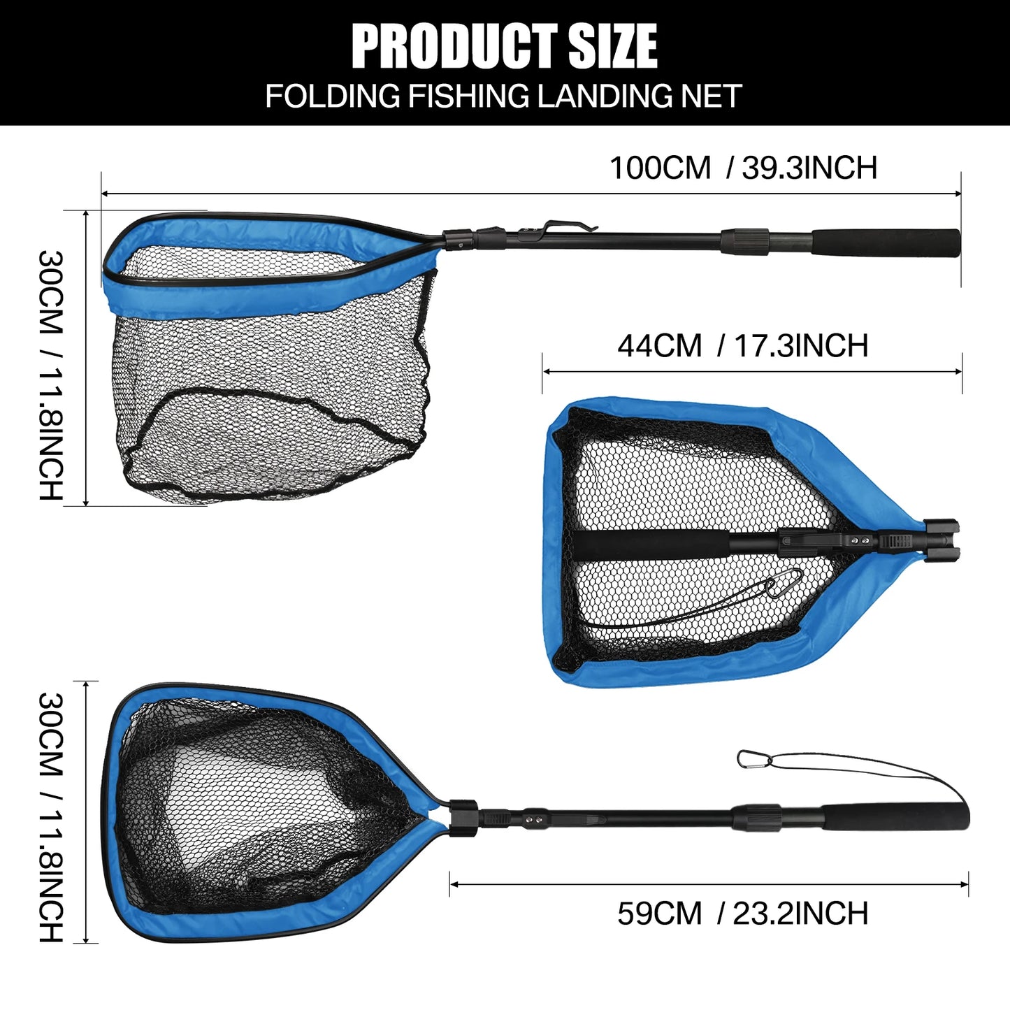 Telescoping Fishing Landing Net – Aluminum Alloy, Folds to 55cm