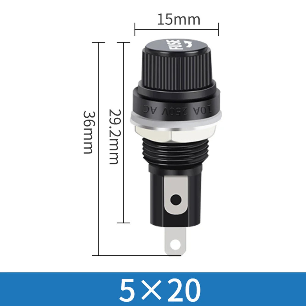 10-Pack 5x20mm Panel Mount Fuse Holders – 10A 250V