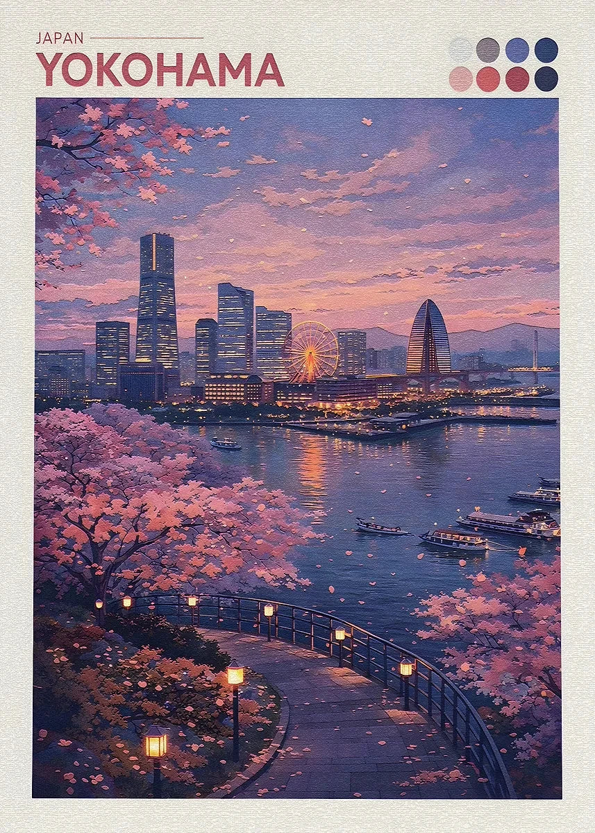 Japan Autumn Cityscape Posters Yokohama Shizuoka Hakodate Modern Prints Canvas Painting Wall Art Picture Home Living Room Decor Peaceful Pleasures Health and Wellness
