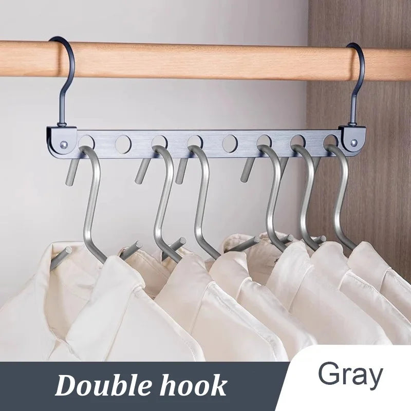 Space Saving Clothes Hangers 6/8 Holes | Collapsible Metal Closet