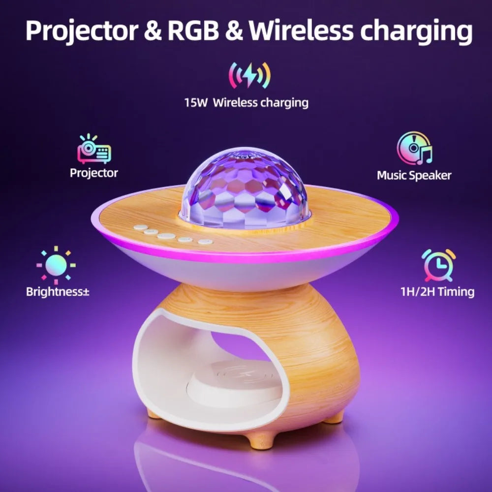 RTONTR Wireless Charging Night Light Desk Lamp with Projection