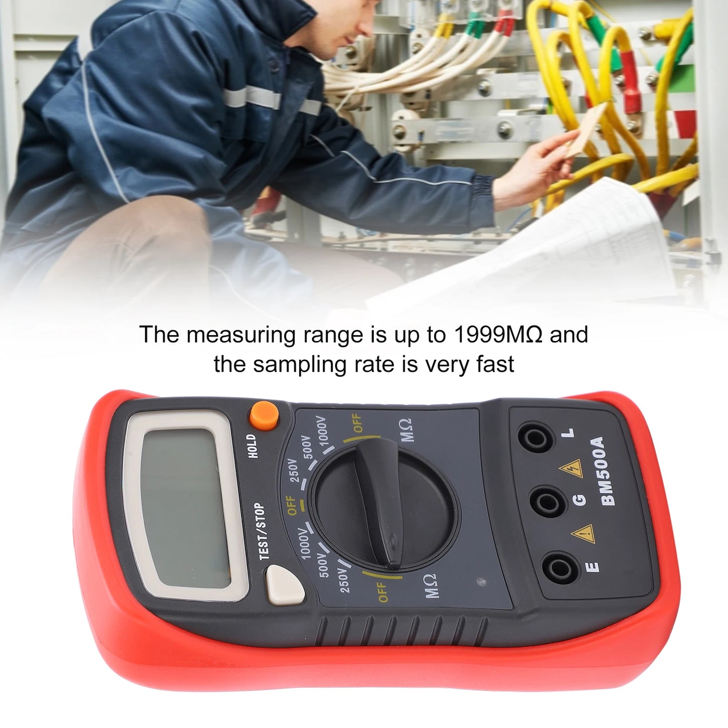 BM500A 1000V LCD Resistance Tester Digital Insulation Meter Megohm
