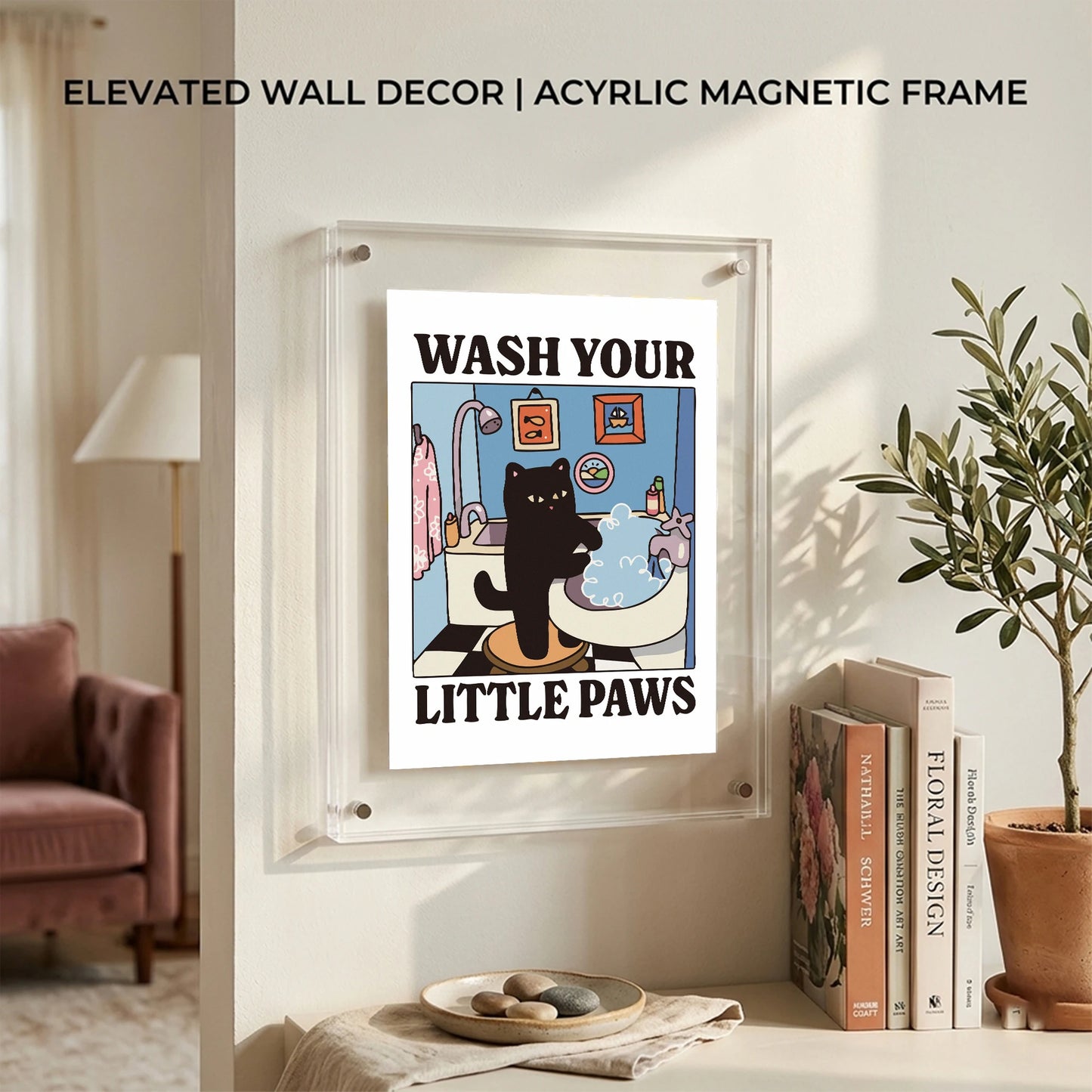 Acrylic "Wash Your Paws" Wall Photo Frame | Square & Rectangle