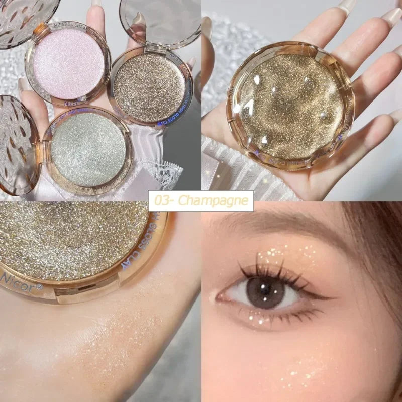 Pearlescent Glitter Eye Shadow Gel Shimmer Highlighter Makeup