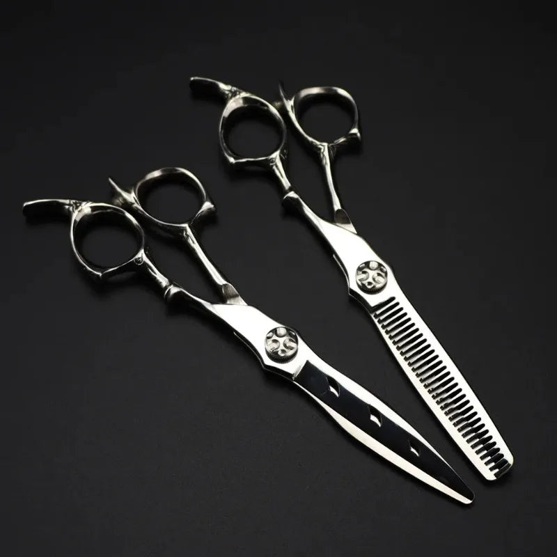 Customize Logo Japan 440c 6 '' Upscale Scissor Hollow Hair Scissors Cutting Barber Haircut Thinning Shears Hairdresser Scissors Peaceful Pleasures Health and Wellness