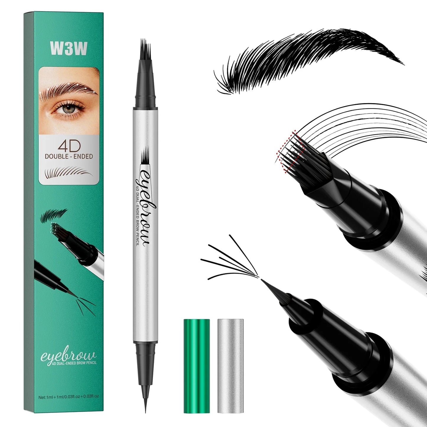 2-in-1 Waterproof Eyebrow Pencil & Eyeliner | 4D Microcarving