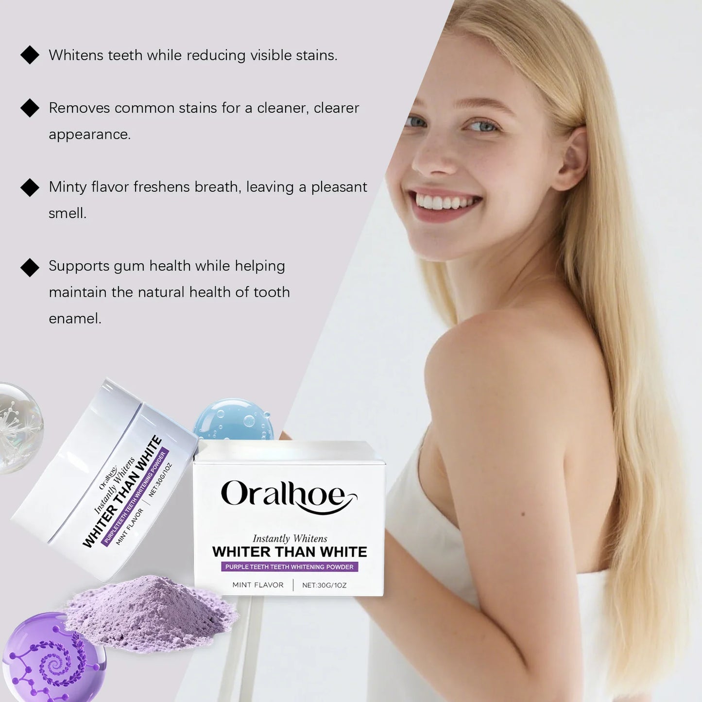 Oralhoe Xylitol Whitening Tooth Powder – Fresh Breath & Bright Smile