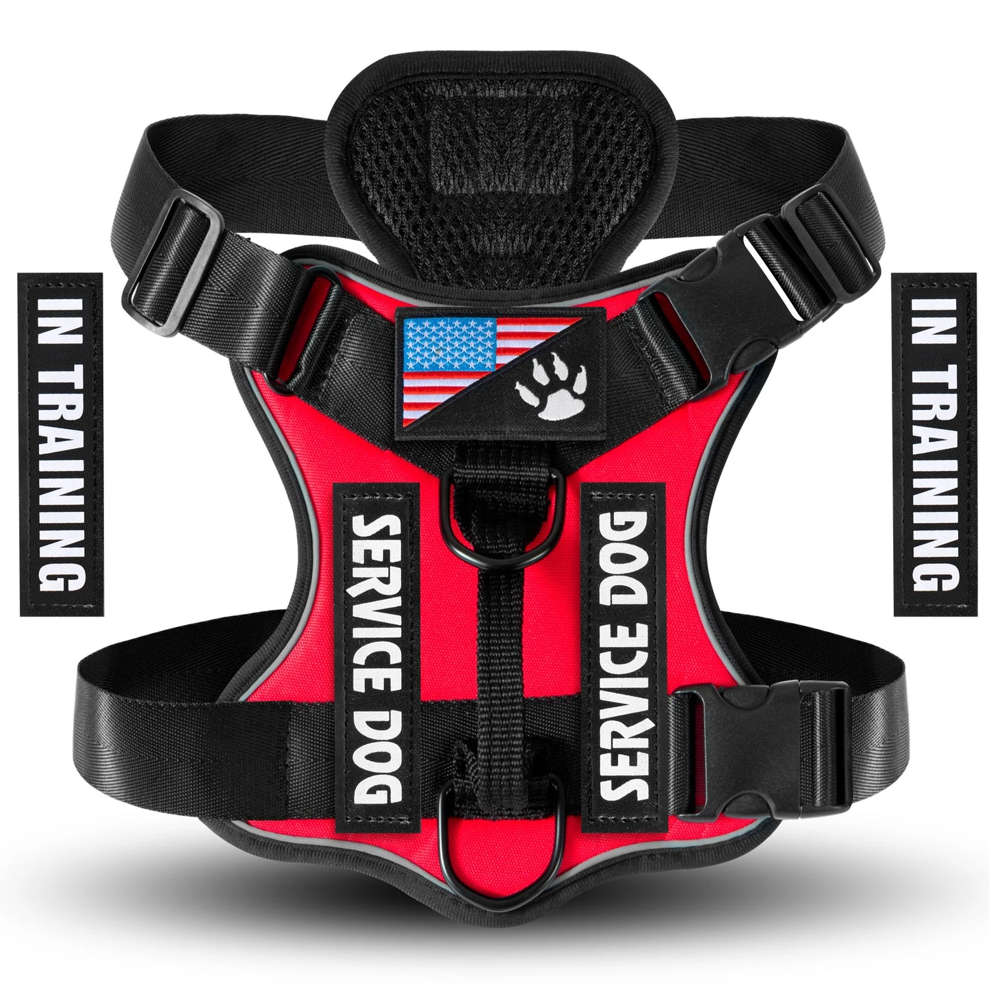 Reflective Service Dog Vest Harness with 5 Patches | Adjustable