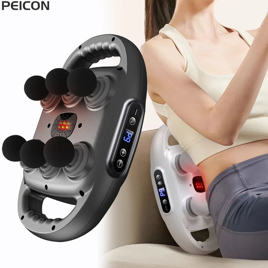 Fascia Gun Muscle Massager Gun High Frequency Back Waist Massage Machine Six-head Body Shoulder Professional Fascia Massage Gun Peaceful Pleasures Health and Wellness