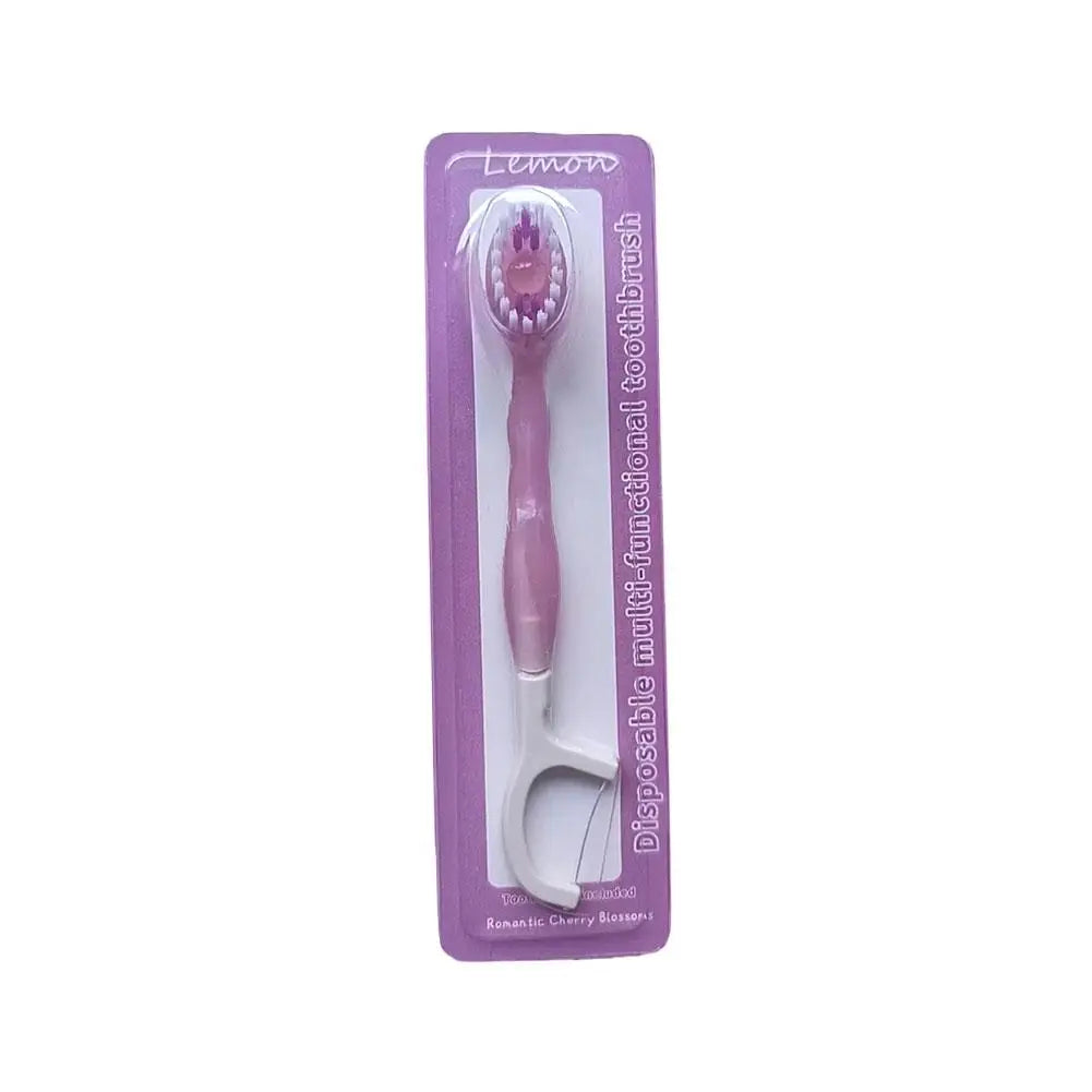 5 in 1 Bursting Bead Toothbrush Disposable Toothbrush with Toothpaste Tongue Scraper Flosses Kit refreshing Mint Bead Travel Peaceful Pleasures Health and Wellness F