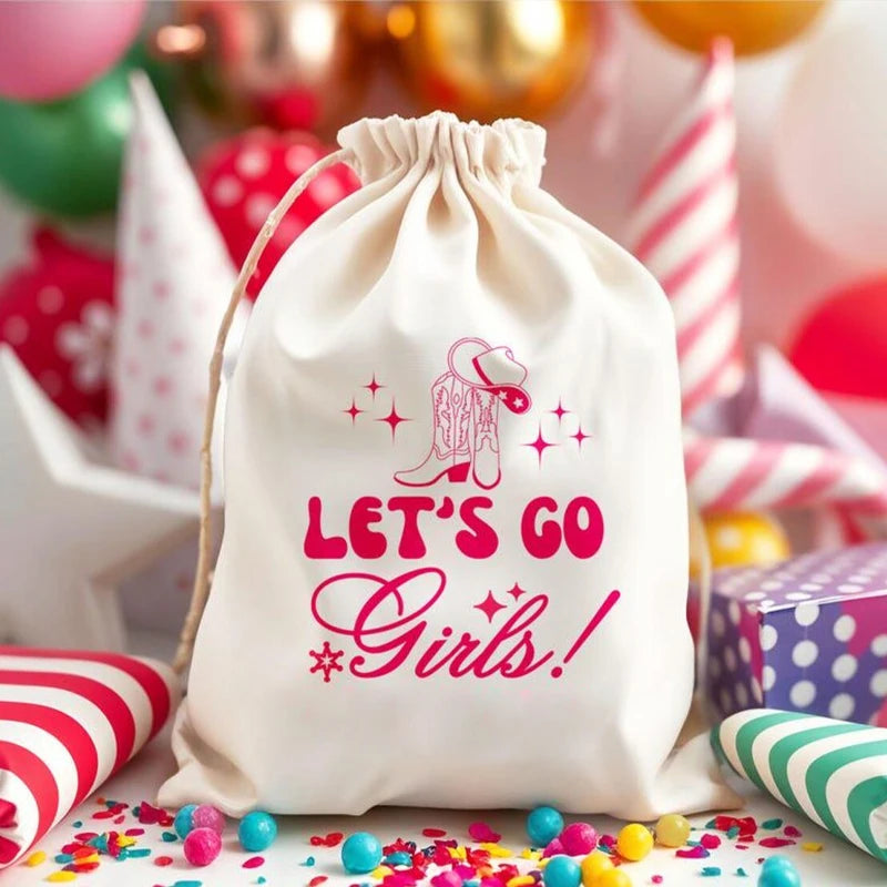 5-Pack Let's Go Girls Bachelorette Party Favor Bags | Cowgirl