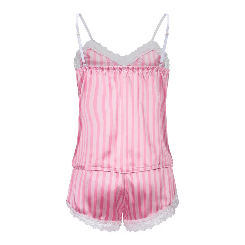 Women's Striped Knit Camisole Set | European Style Voile