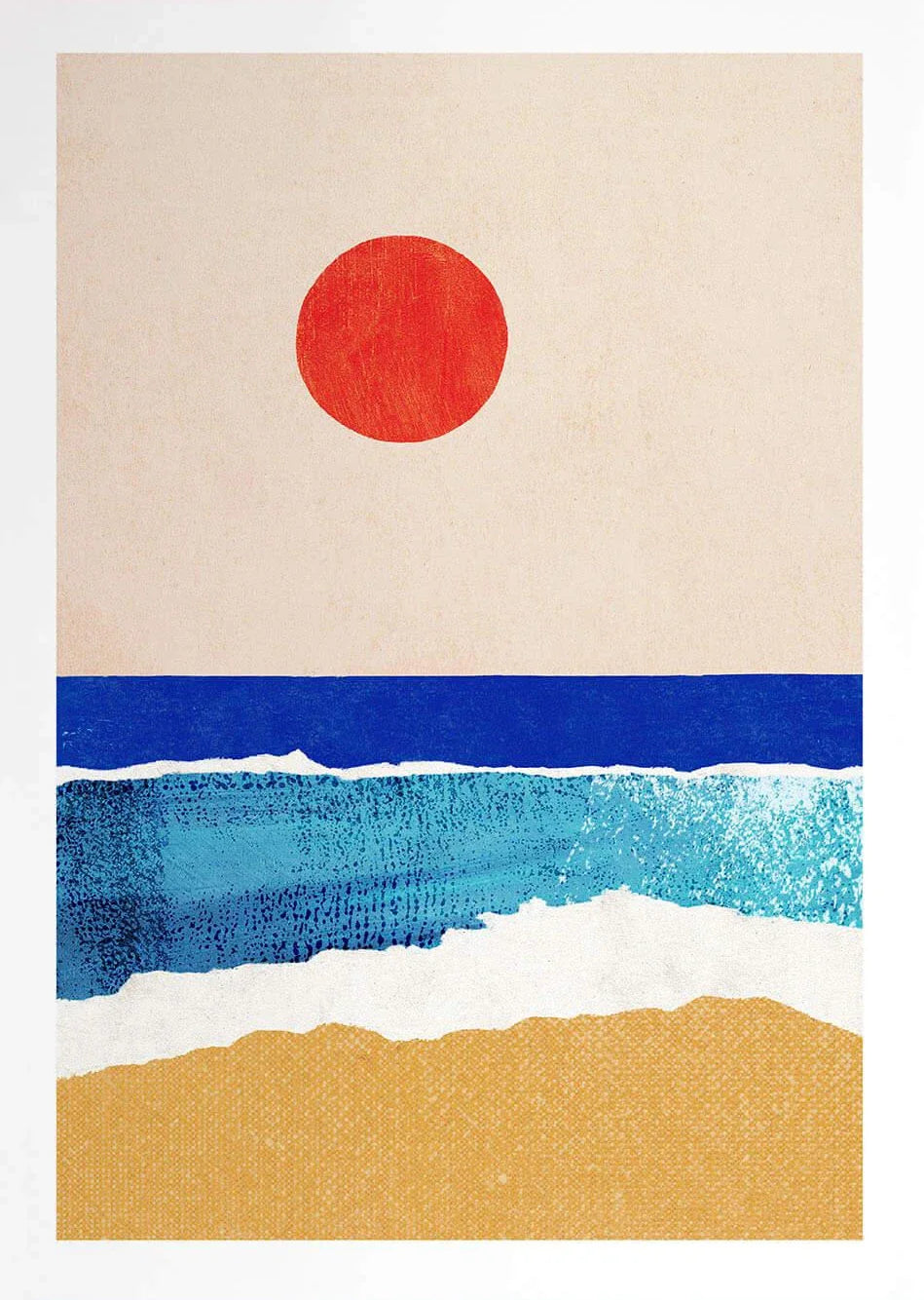 Canvas Painting Wall Art Picture Simple Outdoor Summer Beach Scenery Poster Sunset Surfers Swimming Ocean Living Room Home De Peaceful Pleasures Health and Wellness 25 50x70cm Unframed