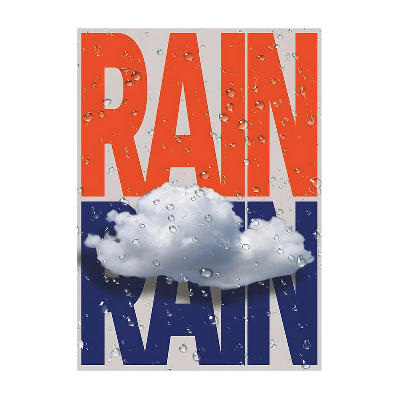 Abstract Rain Mid-Century Canvas Wall Art Print | Unframed