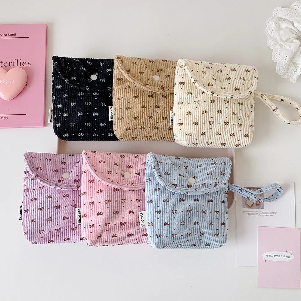 Cartoon Bow Sanitary Napkin Storage Bag Girl's Portable Carrying
