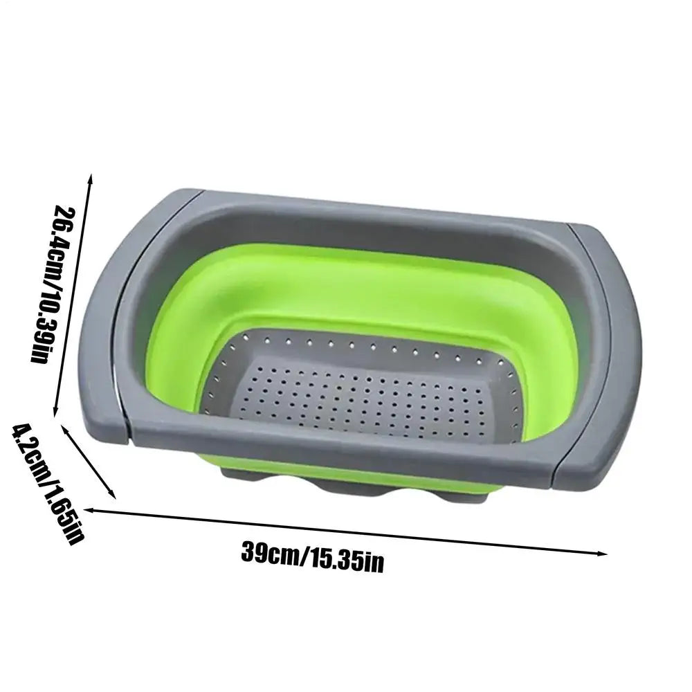 Folding Vegetable Draining Basket for Kitchen, Foldable Colander with Extendable Handles Kitchen Colander Drainer Basket for Peaceful Pleasures Health and Wellness China Mainland Green
