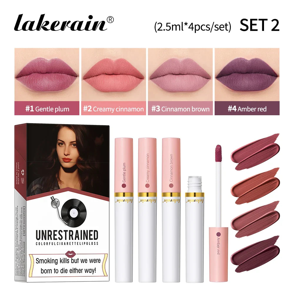 Matte Lipstick Set 4 Colors – Waterproof Velvet Lip Tint
