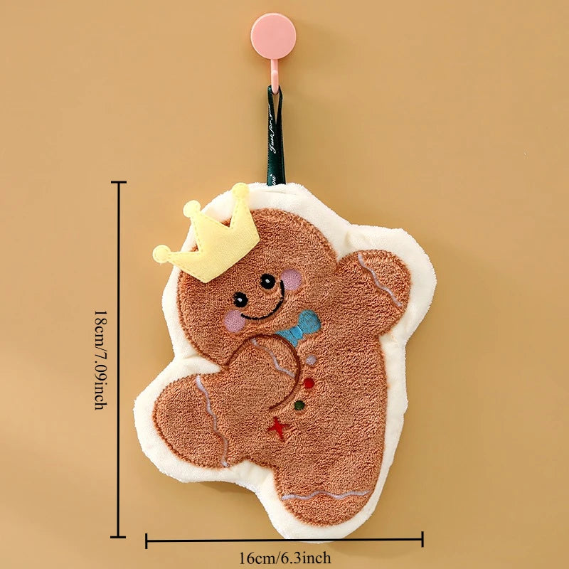 Christmas Style Hanging Kitchen and Bathroom Hand Towel Home Absorbent Quick Drying Small Towel Creative Cloth Peaceful Pleasures Health and Wellness Cookie Man