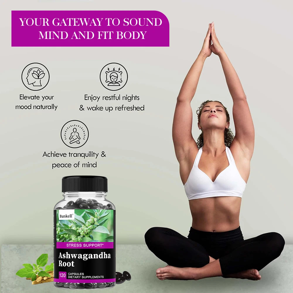 Ashwagandha Capsules 350mg - Stress Relief, Mood & Sleep Support, Energy, Focus, Muscle Strength, Non-GMO, Organic Root Extract Peaceful Pleasures Health and Wellness