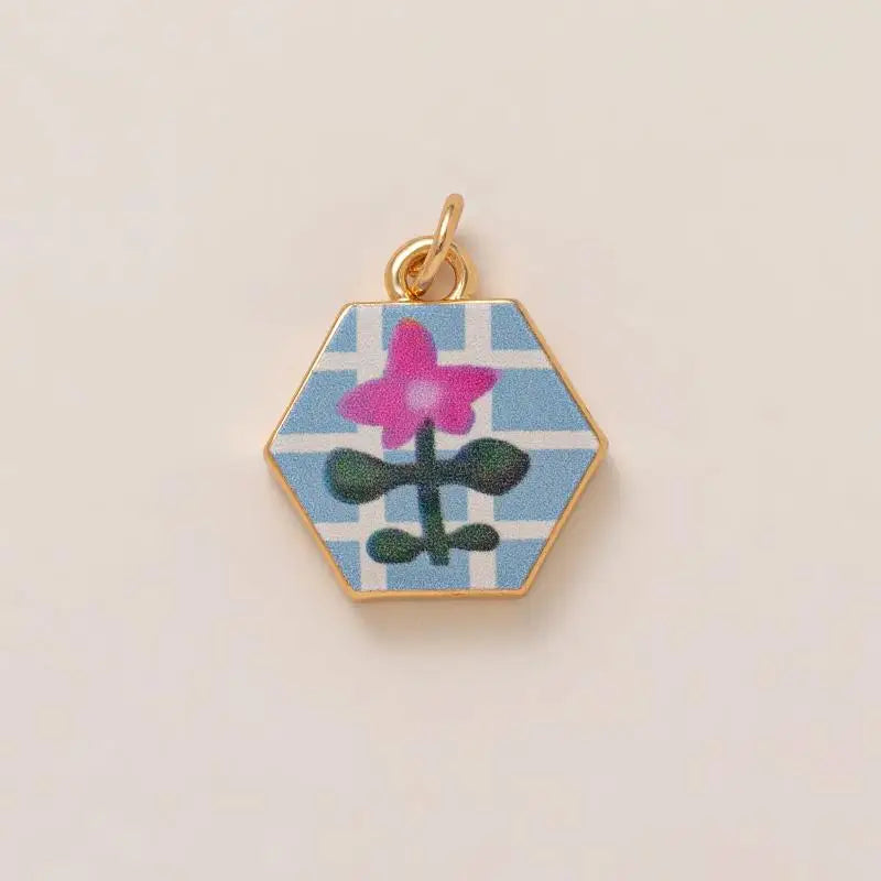 DIY Butterfly Flower Pendant – Gold-Plated Color Block Charm