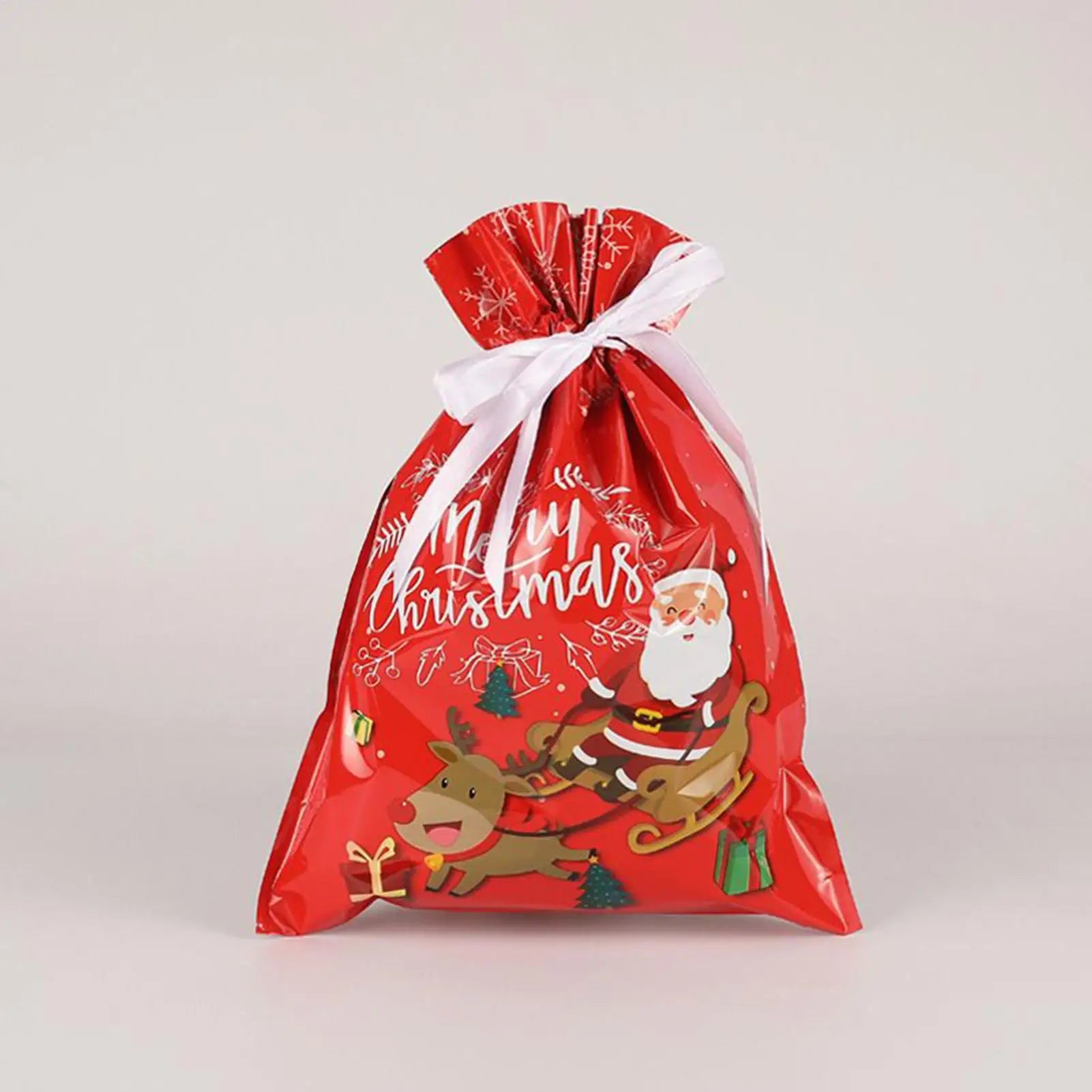 Christmas Treat Bags 15-Piece Reusable Pouch Goodie Wrap Drawstring Sacks for Cookie Chocolate Biscuits Candy Party Favors Toys Peaceful Pleasures Health and Wellness