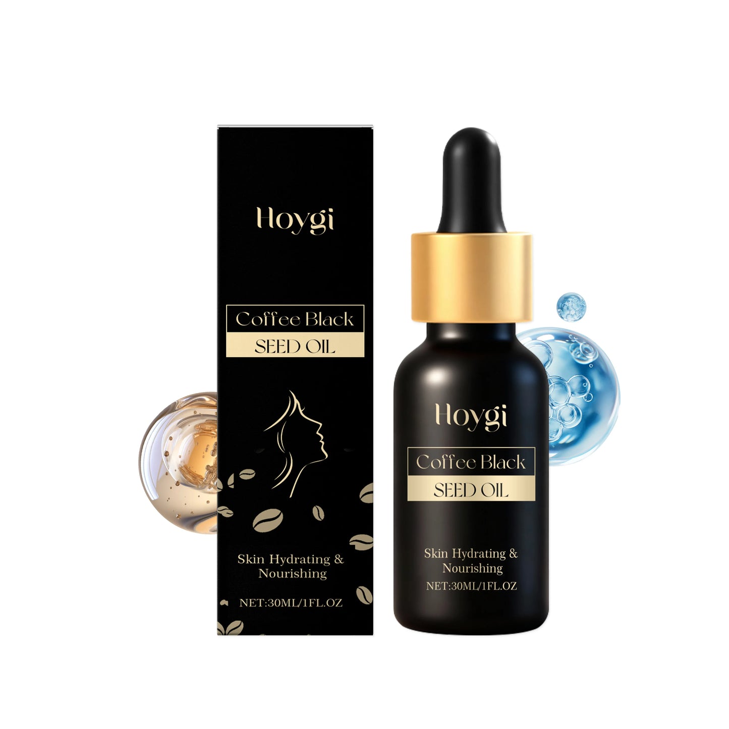 Coffee Black Seed Oil for Face Repair Anti Dryness Nourishing Moisturizing Skin Lifting Firming Improve Sagging Hydrating Care Peaceful Pleasures Health and Wellness 30ml boxed